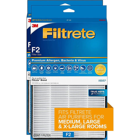 2 Pack Filtrete F2 Room Air Purifier Filter, True HEPA Premium Allergen, Bacteria, and Virus, works with devices: FAP-C02WA-G2, FAP-C03BA-G2, FAP-T03BA-G2 and FAP-SC02N-Smart Air Purifier-Filtrete-capitalmedicalsupply.ca