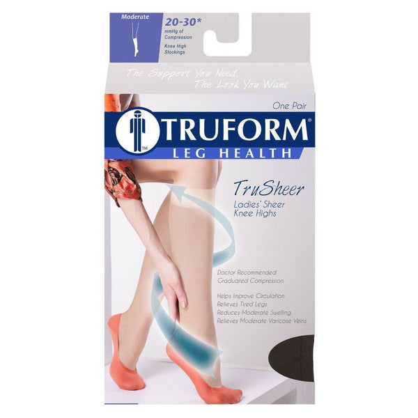 Truform Ladies' Trusheer Knee-High Compression Stockings - 20-30mmhg