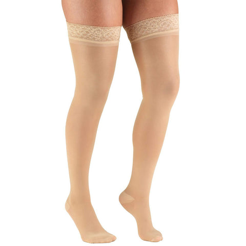 Truform 20plus Strong & Sheer Thigh High With Lace - 20-30mmHg