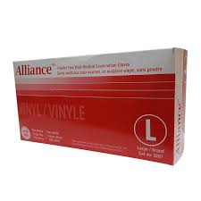 Alliance Vinyl Gloves Powder free, 100/bx-PPE-Medline-Large-capitalmedicalsupply.ca