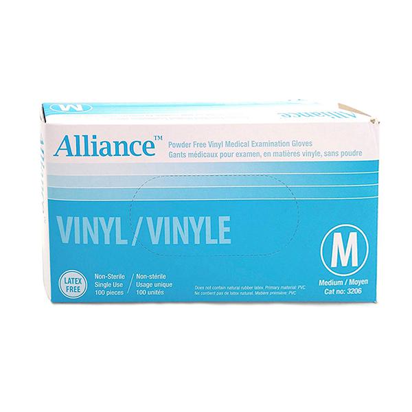 Alliance Vinyl Gloves Powder free, 100/bx-PPE-Medline-Medium-capitalmedicalsupply.ca