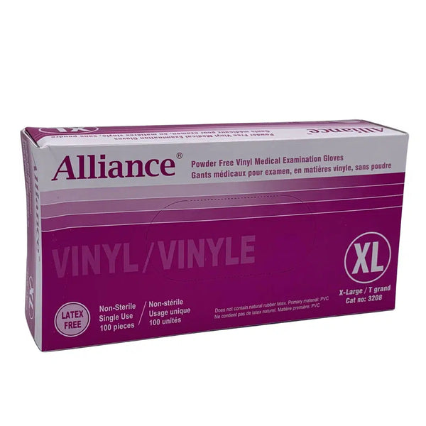 Alliance Vinyl Gloves Powder free, 100/bx-PPE-Medline-XLarge-capitalmedicalsupply.ca