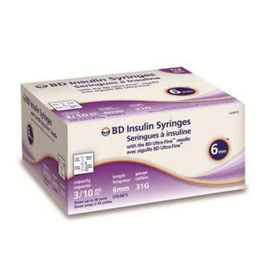 BD UltraFine II Syringe, 3/10CC, 6mm, 31G , 100/bx-Insulin Syringe-Cardinal Health-capitalmedicalsupply.ca