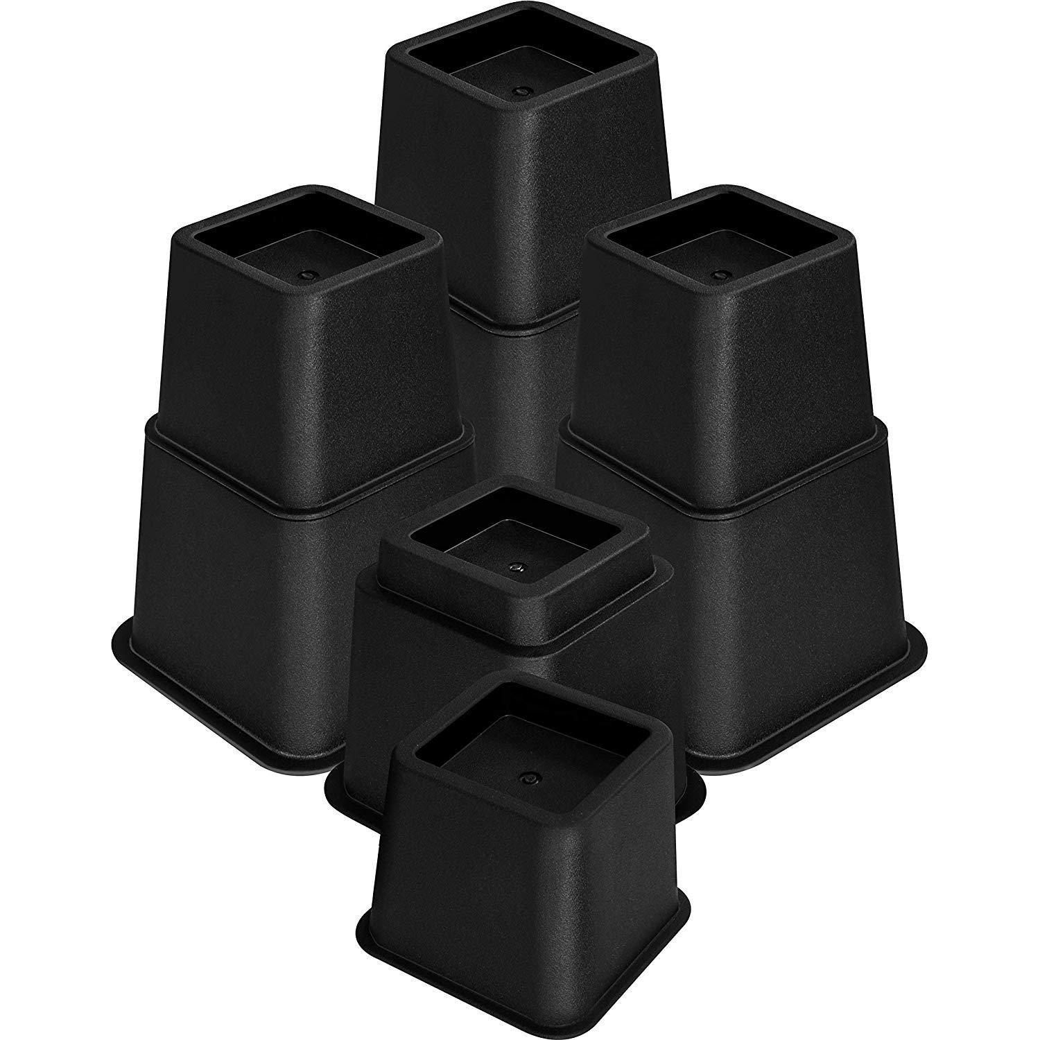 Bedding Premium Adjustable Furniture Risers - 3, 5 or 8 Inch Bed Riser ...