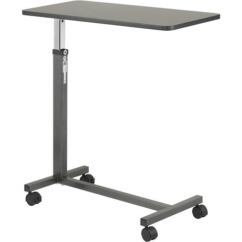 Drive Medical 13067 Adjustable Non Tilt Top Overbed Table With Wheels for Hospital and Home Use, Standing Desk, Walnut-Hospital Beds-Drive Medical-capitalmedicalsupply.ca