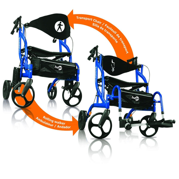 Hugo Navigator Side-Folding Rolling Walker & Transport Chair