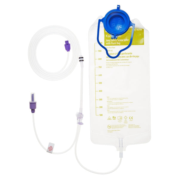 Kangaroo™ Joey Flush Bag Sets ENFIT connections-Enteral Feeding-Cardinal Health-Safety Screw Spike with 1000 mL Flush Bag-capitalmedicalsupply.ca