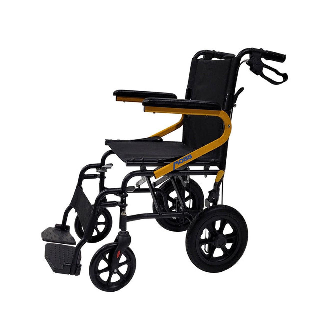 MOBB 12" Wheel Transport Chair Yellow: MHTC12BYE-Mobility Aids-MOBB-capitalmedicalsupply.ca