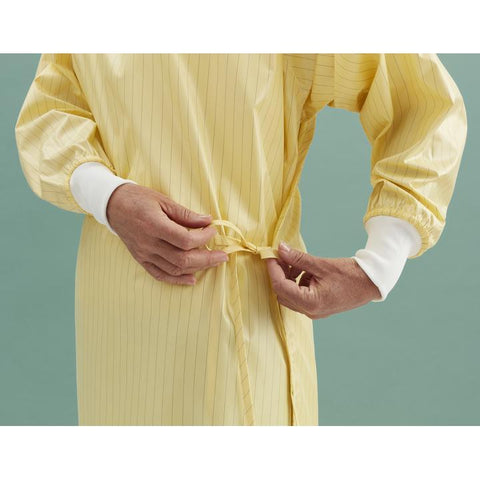 Reusable Isolation Gown, Level 2 Fabric, 75 Washes, Wrap Around Design, Breathable, One-Size-Fits-All, Reversible, Yellow