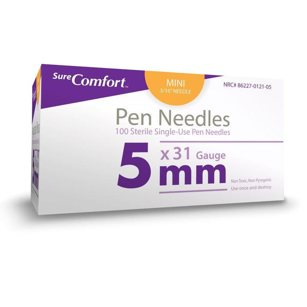 Sure Comfort Pen Needles 100/bx-Diabetes Supplies-BestBuy Medical Supplies Inc.-24-1210 31G x 3/16” 5mm-capitalmedicalsupply.ca