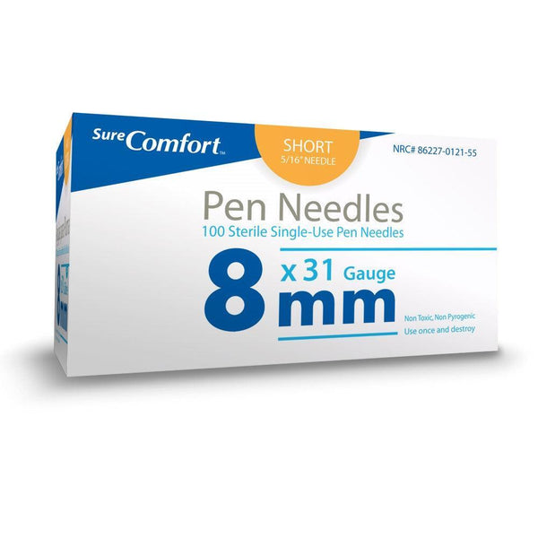 Sure Comfort Pen Needles 100/bx-Diabetes Supplies-BestBuy Medical Supplies Inc.-24-1215 31G x 5/16” 8mm-capitalmedicalsupply.ca