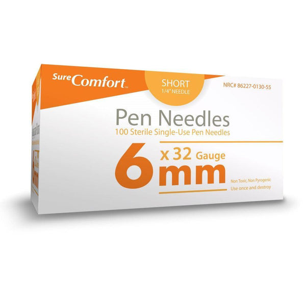 Sure Comfort Pen Needles 100/bx-Diabetes Supplies-BestBuy Medical Supplies Inc.-24-1305 32G x 1/4” 6mm-capitalmedicalsupply.ca