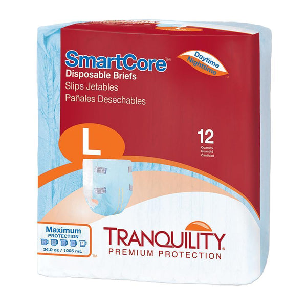 Tranquility SmartCore Disposable Brief-Incontinence Aids-Quality Life-L: 45" - 58" Bag x 12 units-capitalmedicalsupply.ca