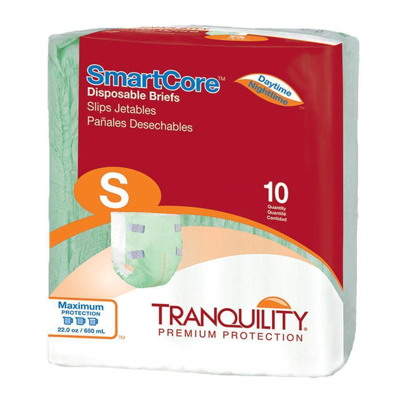 Tranquility SmartCore Disposable Brief-Incontinence Aids-Quality Life-S: 24" - 32" Bag x 10 units-capitalmedicalsupply.ca