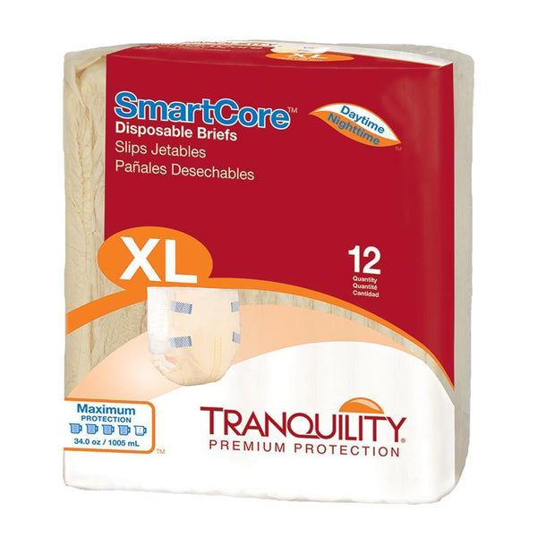 Tranquility SmartCore Disposable Brief-Incontinence Aids-Quality Life-XL: 56" - 64" Bag x 12 units-capitalmedicalsupply.ca