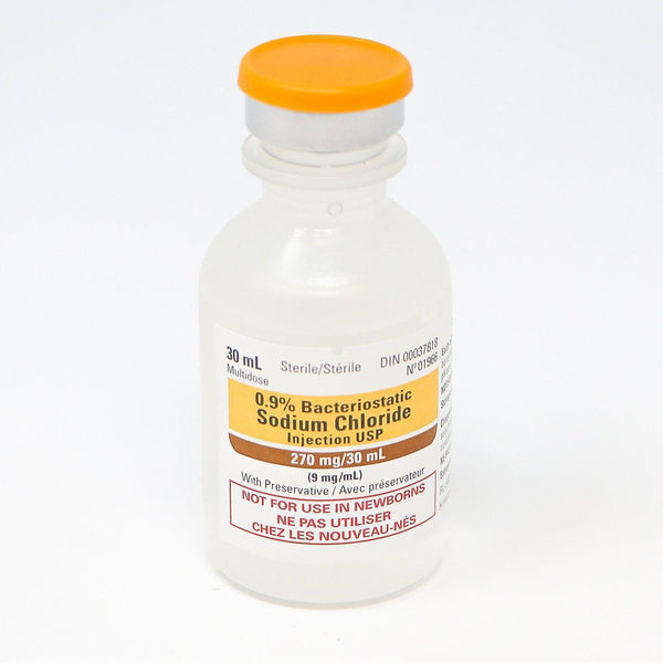 25/BX, Sodium Chloride 0.9% for Injection 30mL vial bacteriostatic with preservative