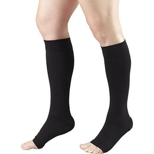 Airway Plus Knee High Open Toe Stockings - 20-30mmHG/Black