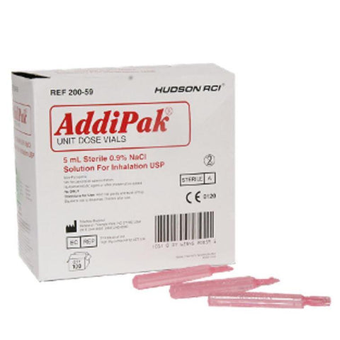 Box/100 Addipak Saline Sodium Chloride Solution, Unit Dose 5mL- Red