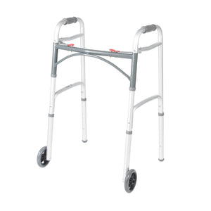 Deluxe Two Button Folding Walker with 5" Wheels