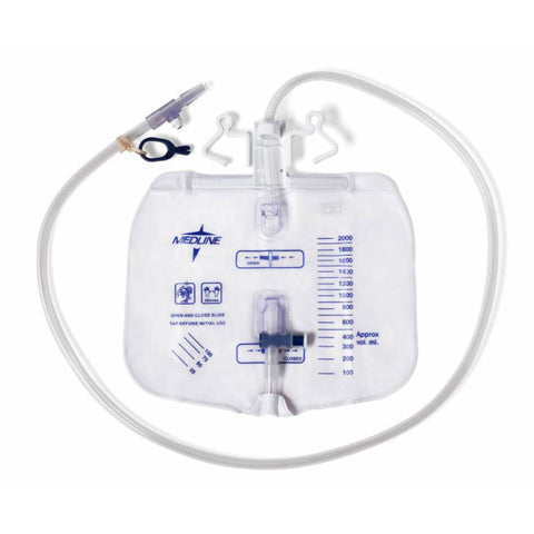 Drainage Bag, 2000 mL, Anti-Reflux Device with Slide-Tap, 20/CASE
