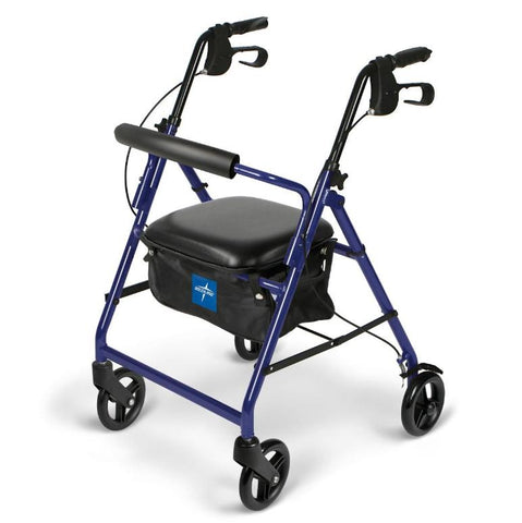 Medline Basic Aluminum Rollator w 6in Wheels Blue 1Ct-Mobility Aids-Medline-capitalmedicalsupply.ca