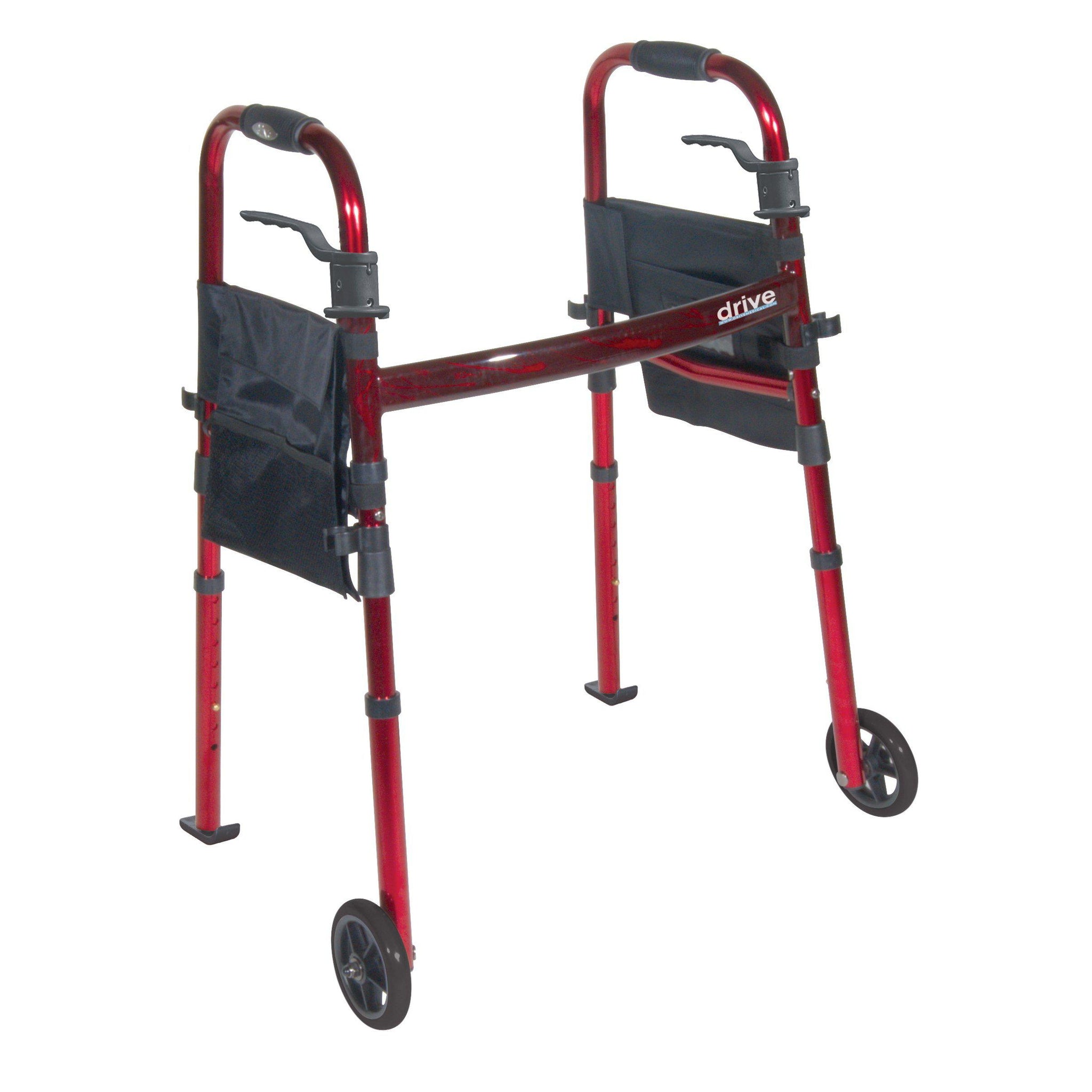 Portable Folding Travel Walker with 5" Wheels and Fold up Legs