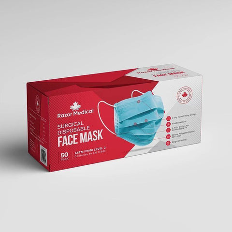Surgical Disposable Face Mask, ASTM Level 2, Blue