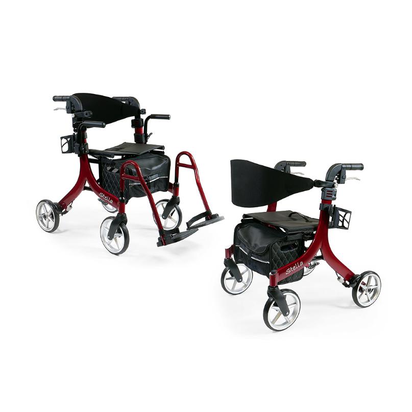 Stella Rollator-Mobility Aids-Amylior-Stella 18" seat height-RED-FOOTREST + ARMREST (pair)-capitalmedicalsupply.ca