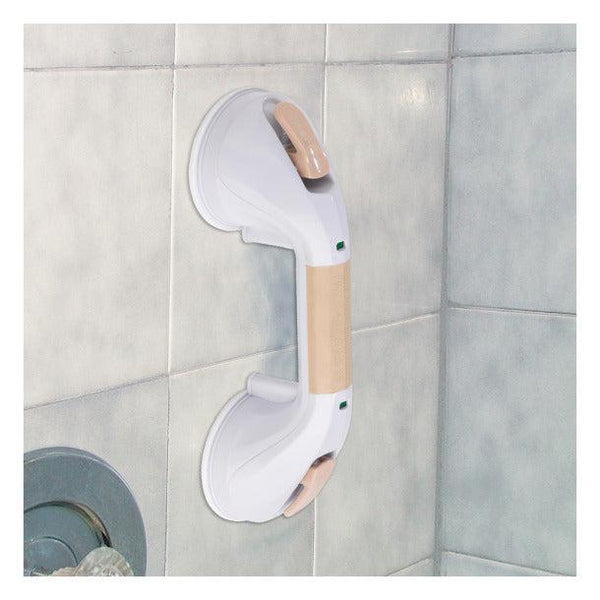 Suction Cup Grab Bar, 12" White and Beige-Bathroom Safety-Drive Medical-capitalmedicalsupply.ca