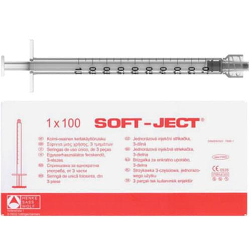 TSK Soft-Ject (Henke-Ject) Luer Lock Syringe, Low Dead Space, 1ml 100/Box White