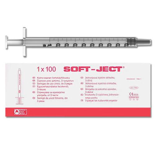 TSK Soft-Ject (Henke-Ject) Luer Slip Syringe, Low Dead Space, 1ml 100/Box White