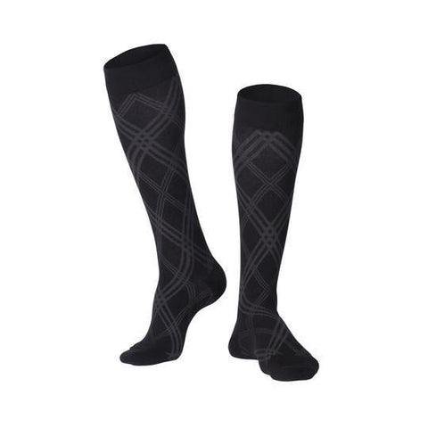 Touch Men's Argyle Pattern Knee High Closed Toe - 20-30mmHG/Black