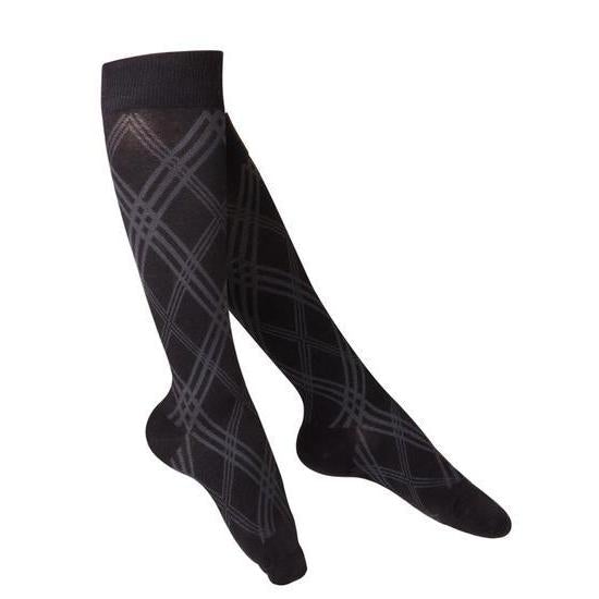 Touch Women's Argyle Pattern Knee High Closed Toe - 20-30mmHG/Black
