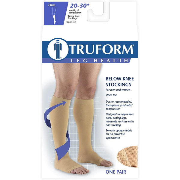 Truform Classic Medical Below Knee Open Toe Compression Socks - 20-30mmHg