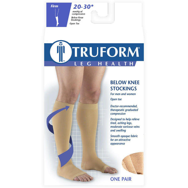 Truform Classic Medical Below Knee Open-Toe Compression Socks - 30-40mmhg