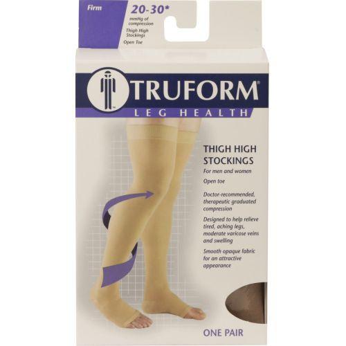 Thigh High Graduated Compression Opaque Stockings, Open-Toe