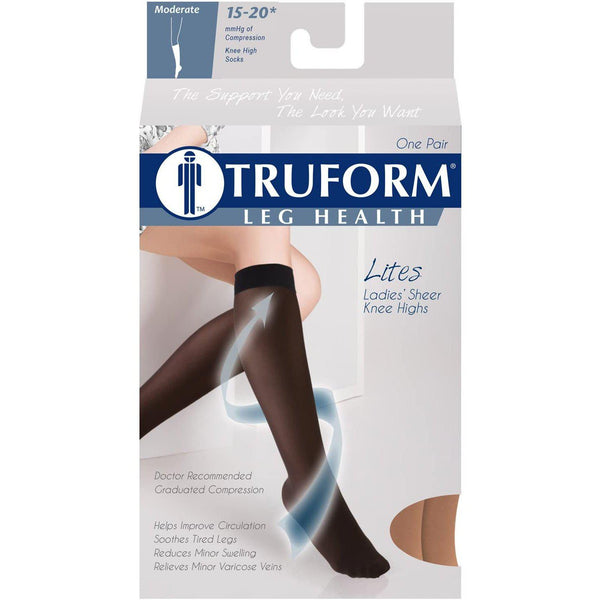 Truform Ladies' Sheer Lites Knee-High Compression Stockings - 15-20mmhg