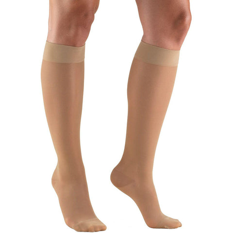 NEW (BIG & TALL 3XL) Open Toe Knee Length Zipper Up Compression Hosiery  Calf Leg Support Stocking Stocks (Beige)