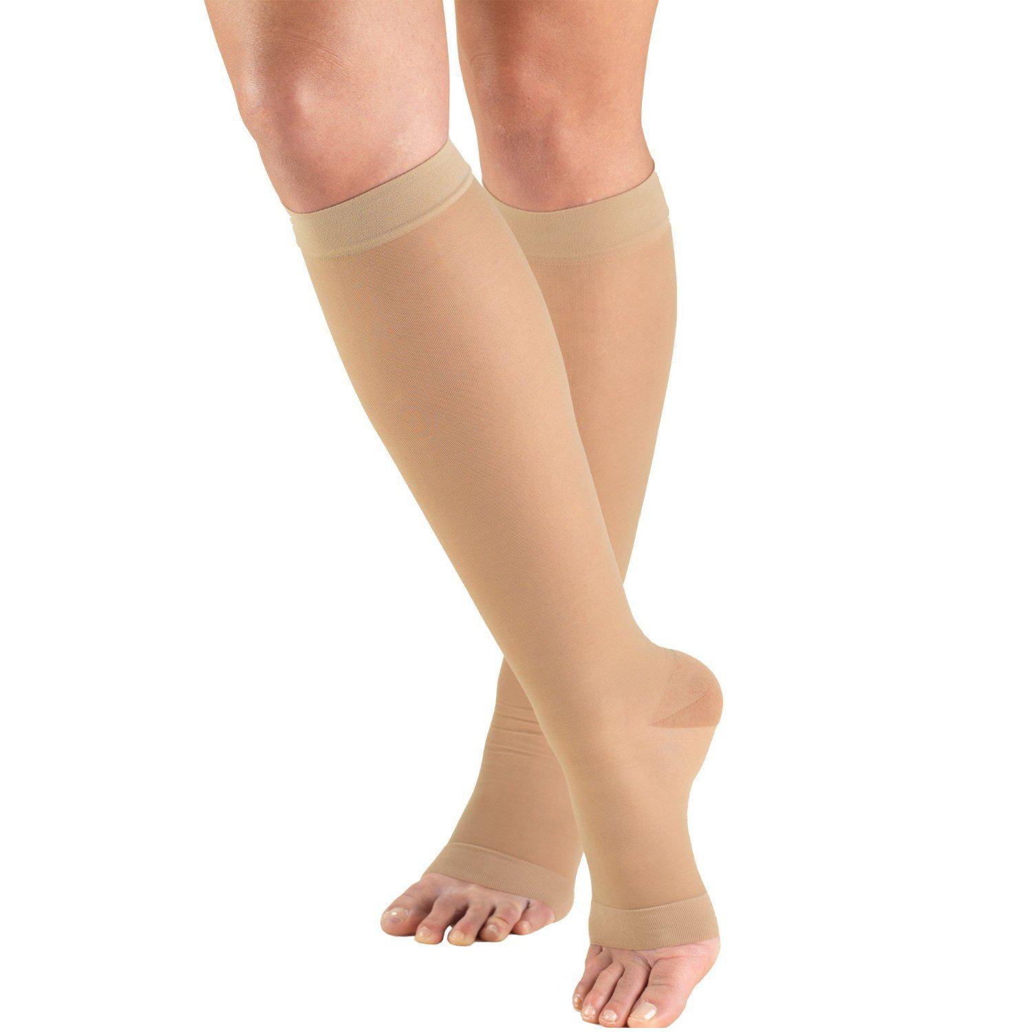 Truform Ladies Sheer Lites Knee-High Open-Toe Compression Stockings - 15-20mmhg