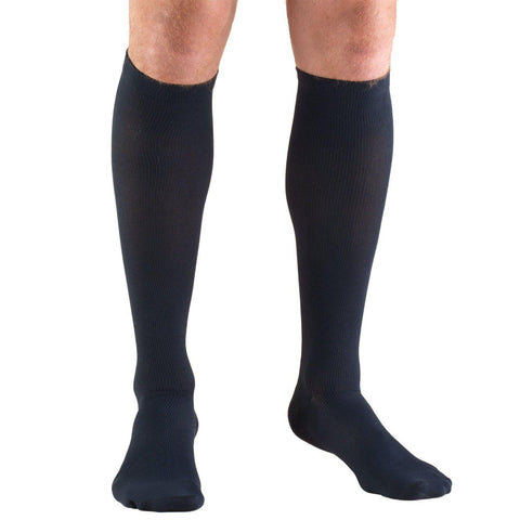 Truform Men's Dress Sock Knee High Closed Toe Stockings - 20-30mmHG/Navy