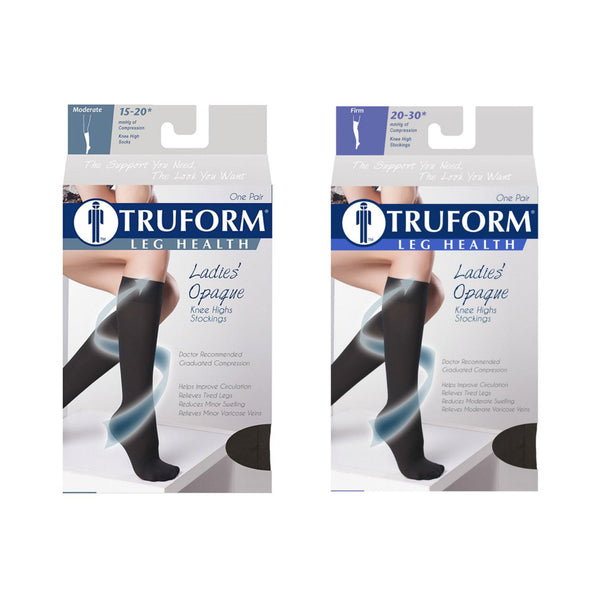Truform Opaque Ladies’ Knee-High Compression Stockings - 15-20mmhg