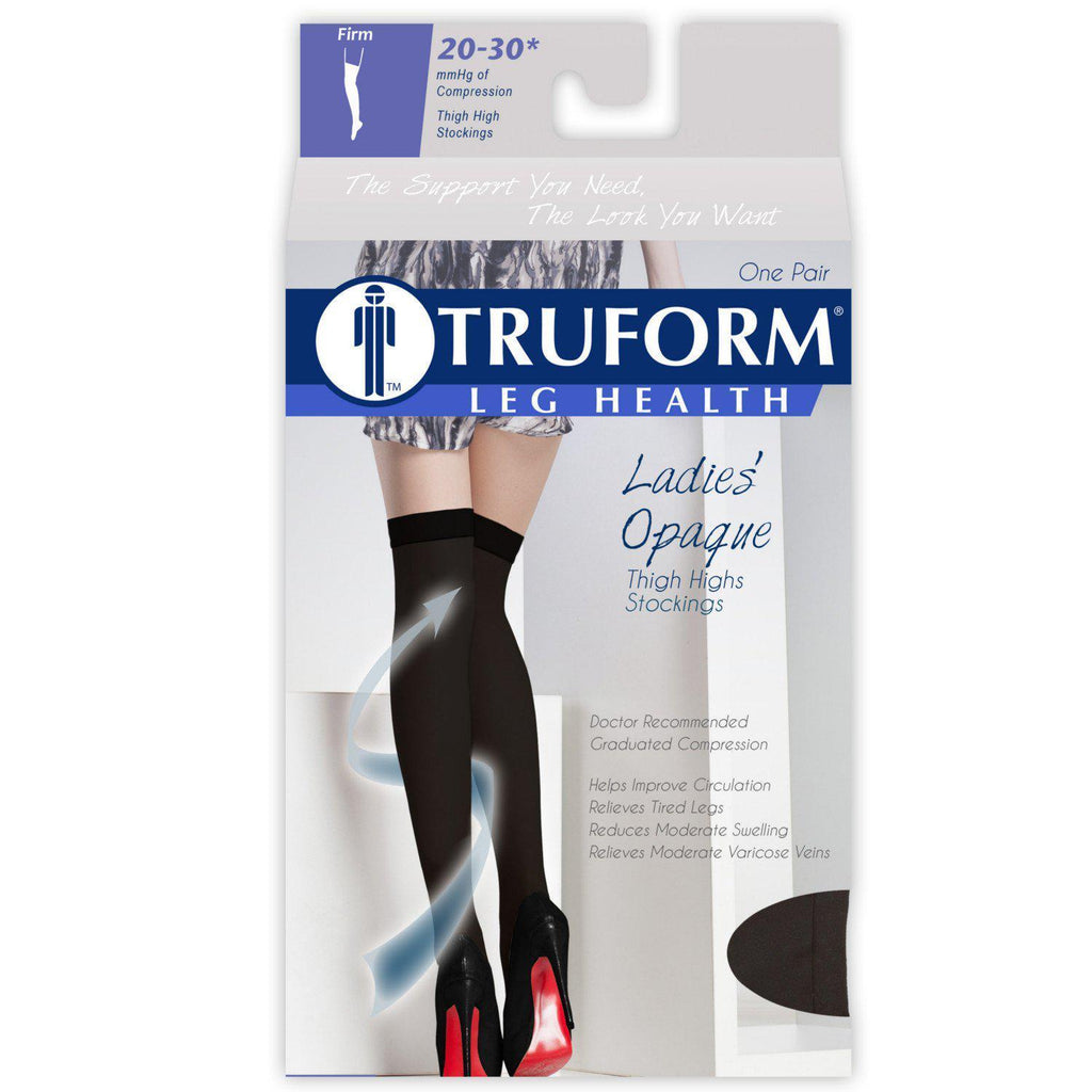 Truform Opaque Ladies' Thigh-High Compression Stocking - 15-20mmHg