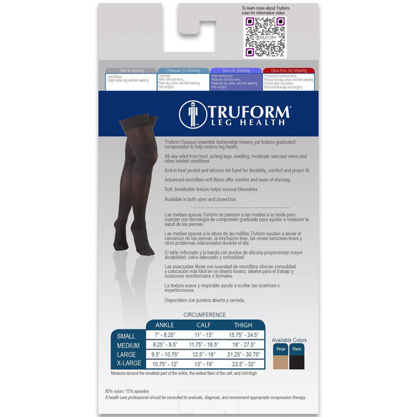 Truform Opaque Ladies’ Thigh-High Compression Stocking - 15-20mmHg (Limited Sizes: only MEDIUM left)
