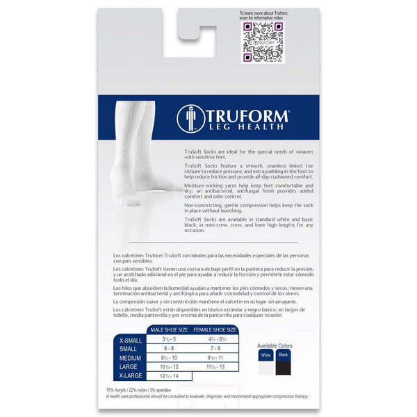 Truform Trusoft Diabetic Crew-Length Compression Sock - 8-15mmHg